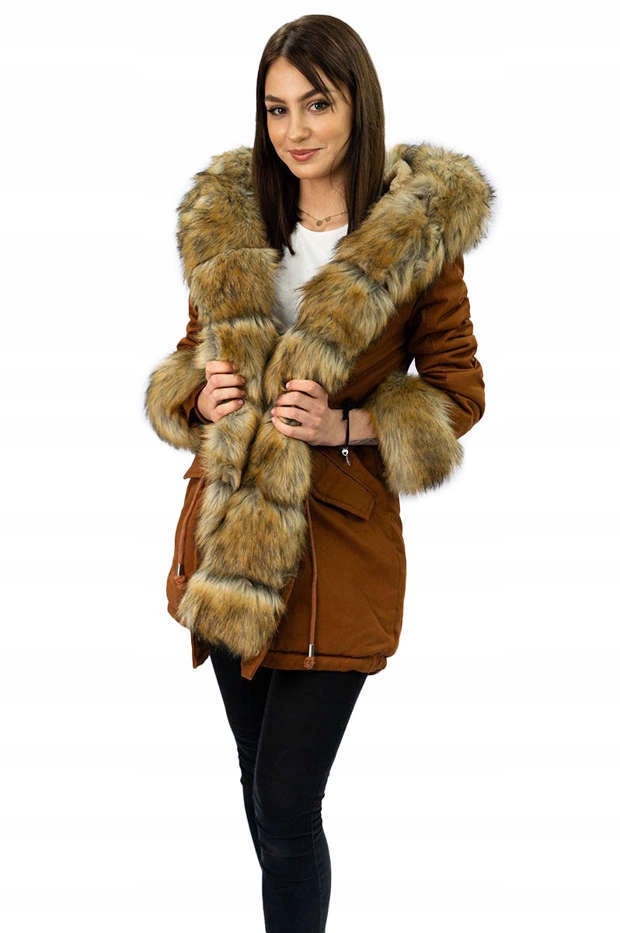 Bavlněná Parka Kožešina XW793X Karamelová S (36)