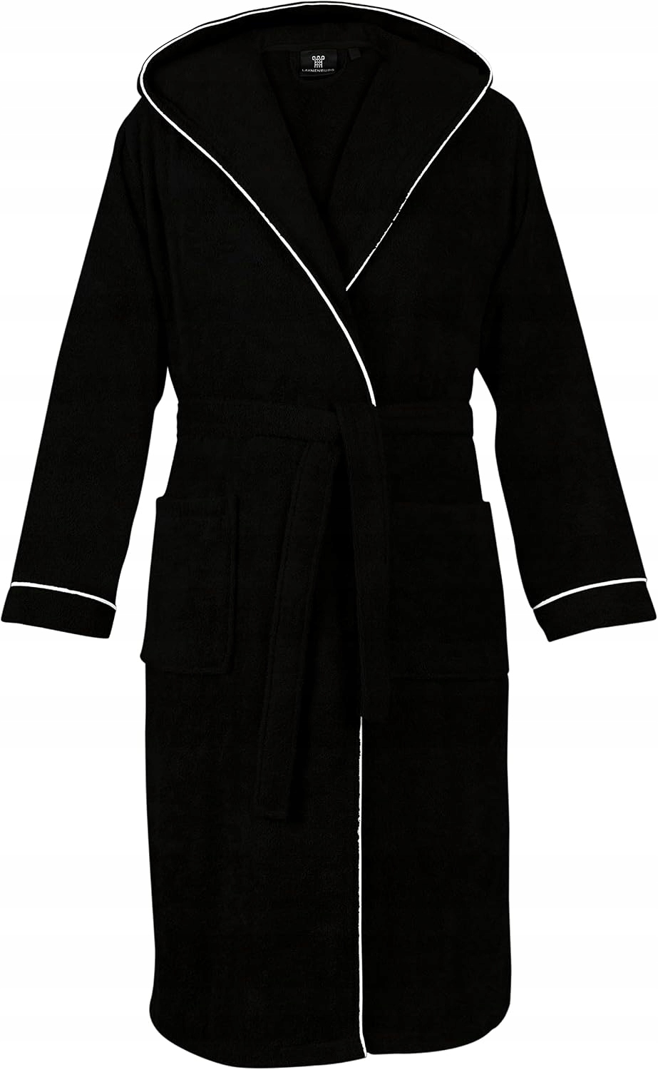 Szlafrok Męski Frotte 100% Bawełna 380G/M2 Długi Z Kapturem M- Czarny roz.L
