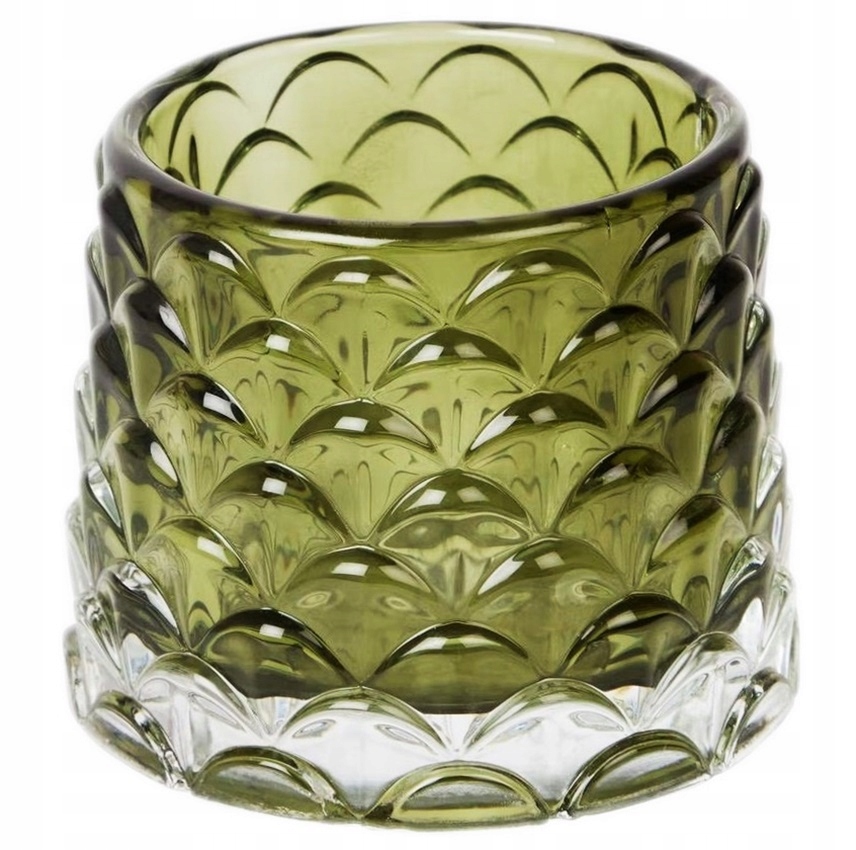 

Świecznik Szklany Mały Wazonik Pojemnik Zielony