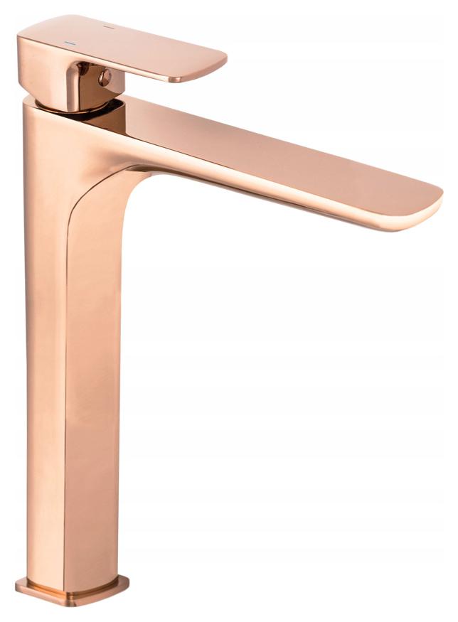 Cubic Vysoká Zlatá Rosegold Umyvadlová Baterie