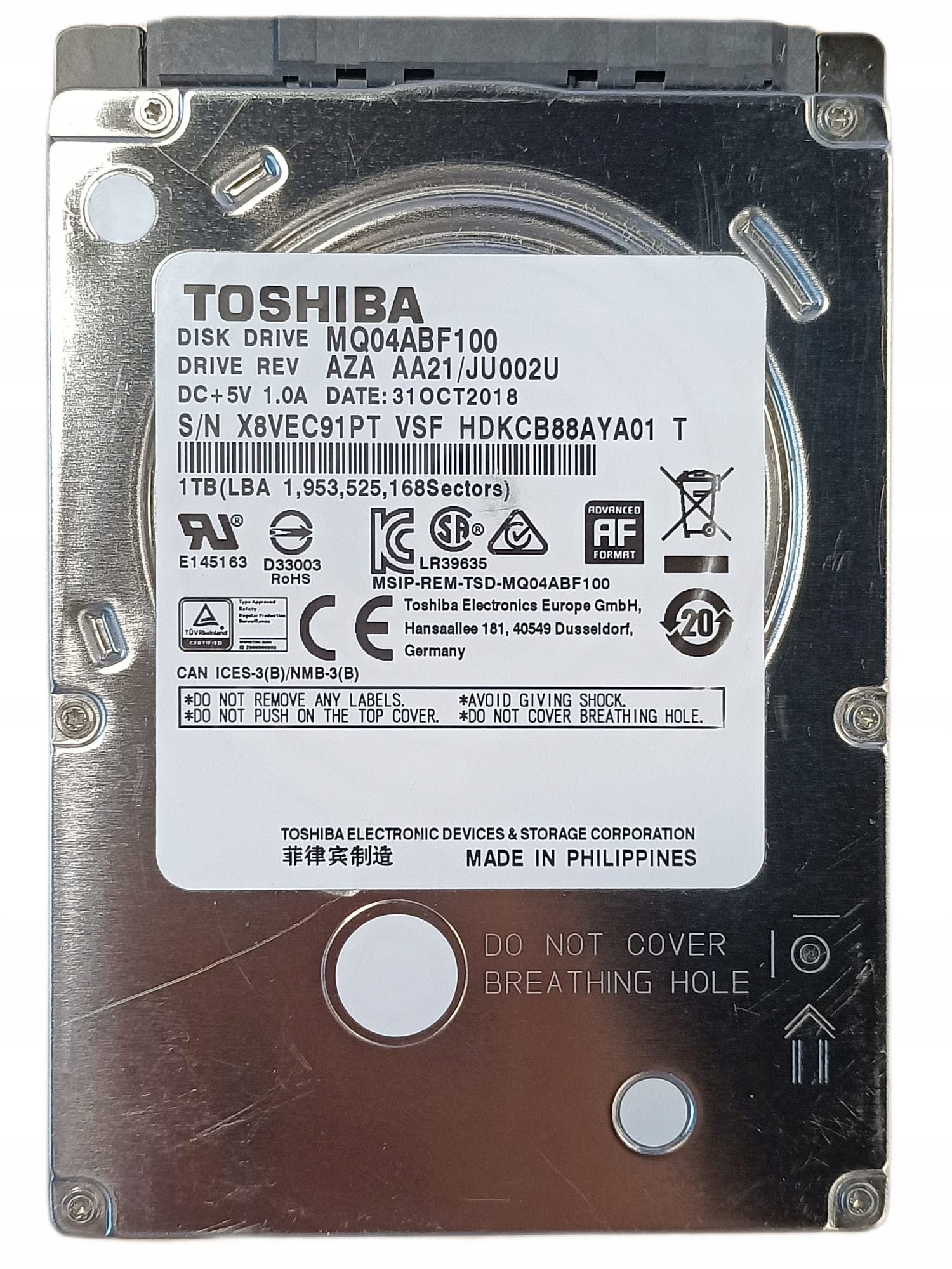 DYSK TWARDY HDD TOSHIBA 1TB 2,5" MQ04ABF100 H855
