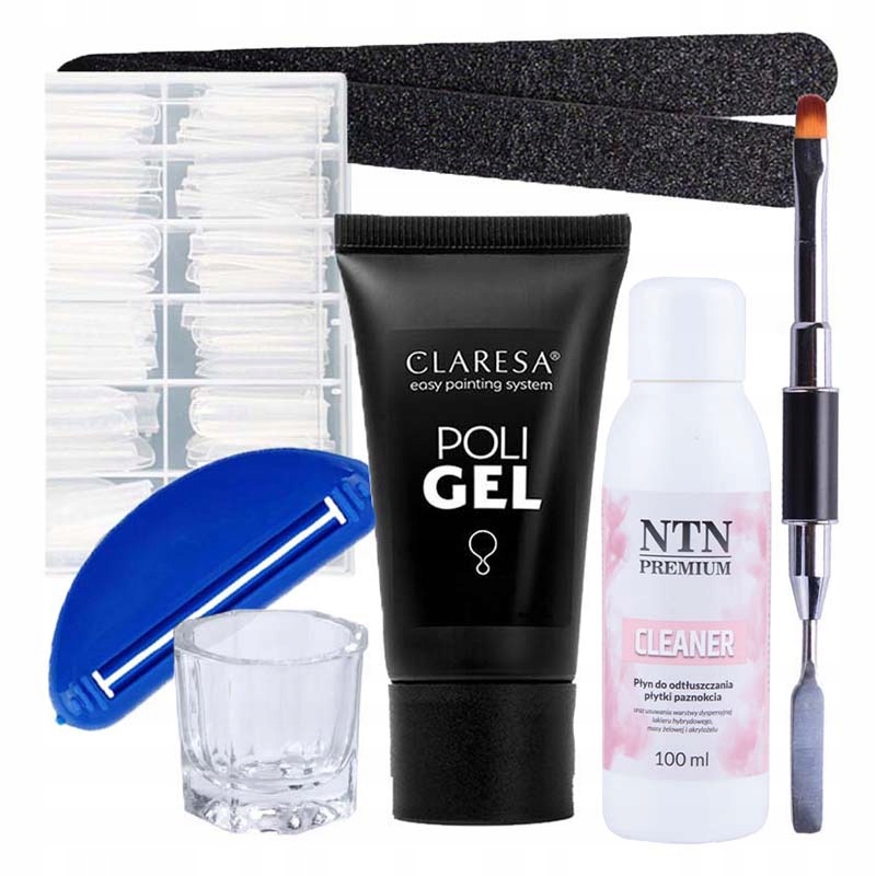 CLARESA 30g PoliGel Poly Gel ZESTAW formy pędzelek
