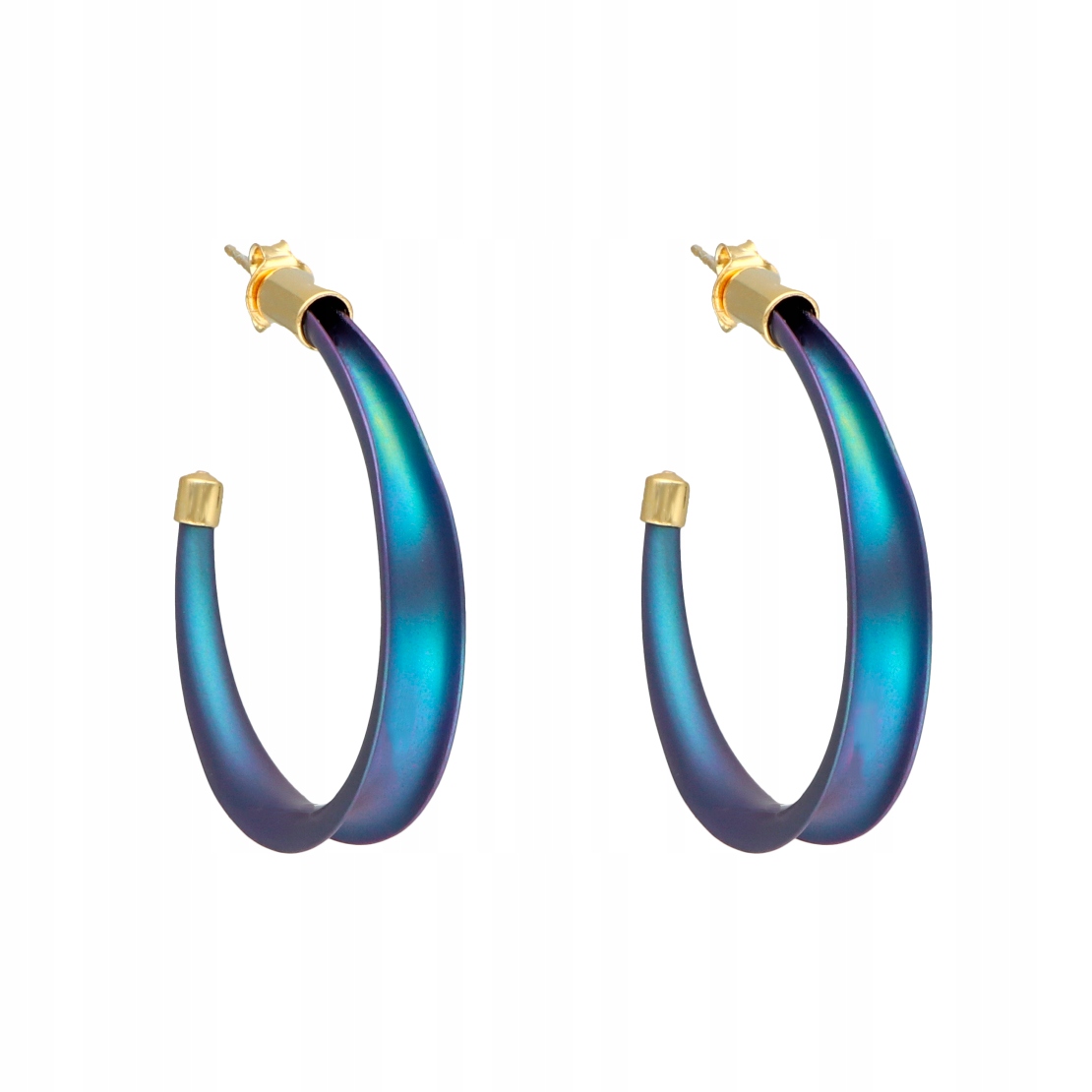 Náušnice tyrkysové kruhy titan stříbro pozlacené