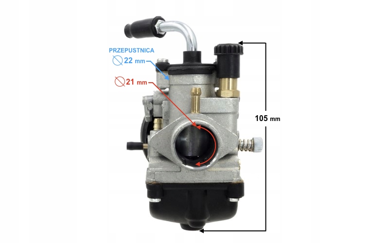 GAŹNIK 2T MINARELLI AM6 TUNING 21MM SSANIE RĘCZNE