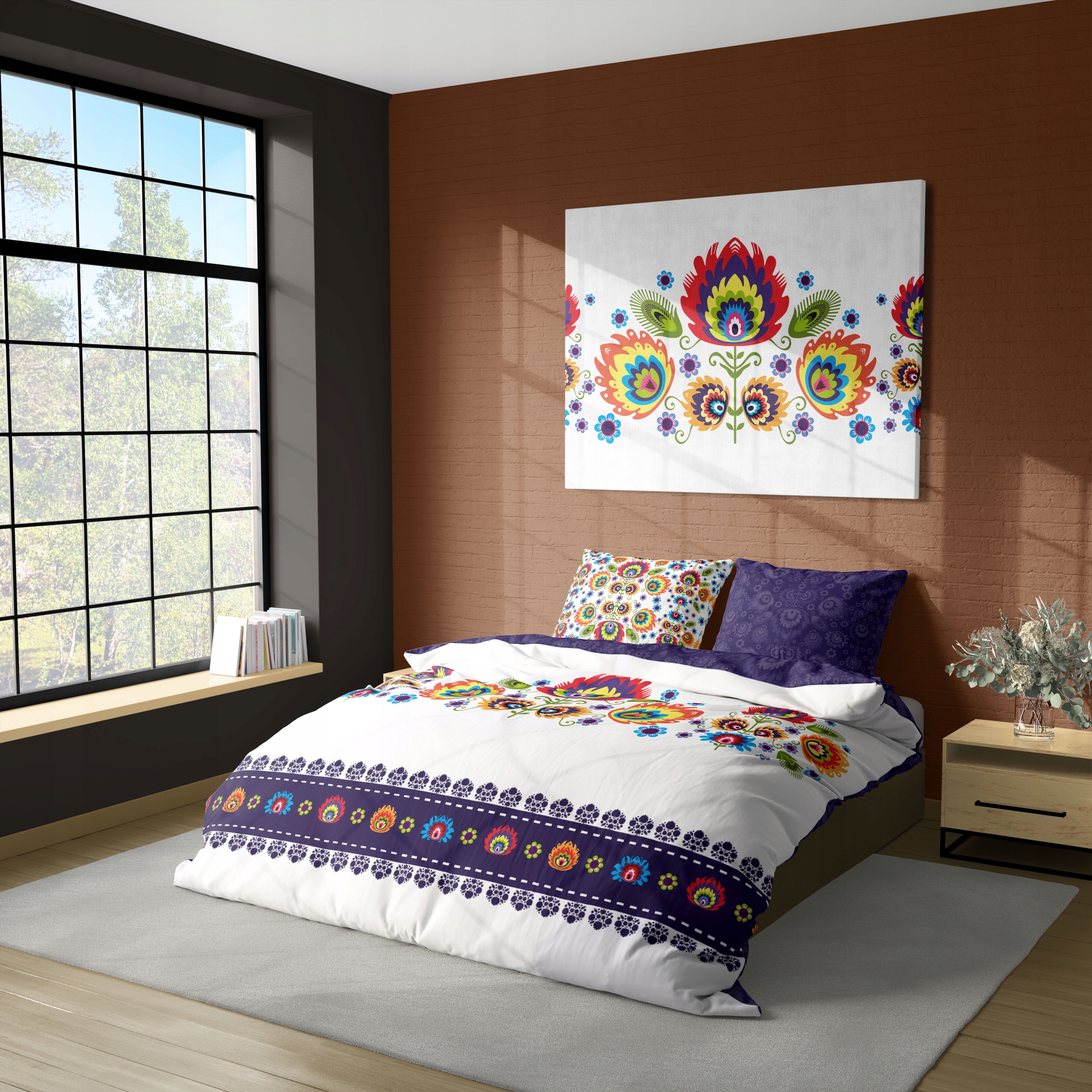 

Pościel łowicka Kwiat 160x200 Folk 3-częśc komplet