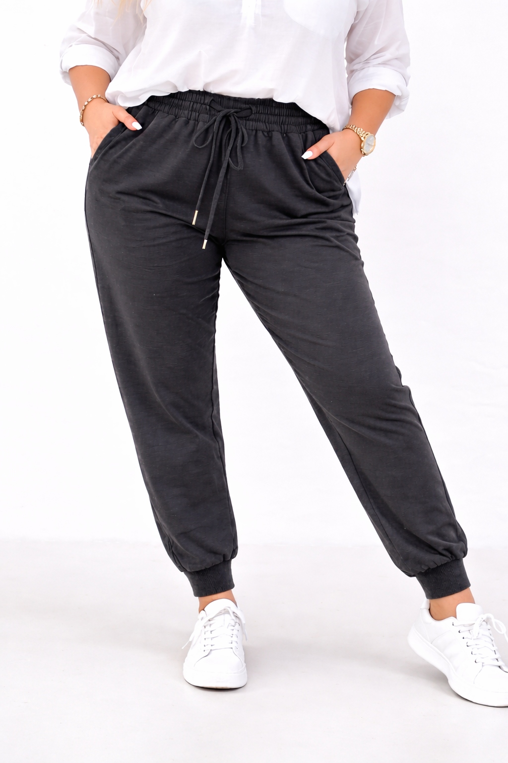 spodnie dresowe czarne bawełna kieszenie guma w pasie sport 52 54 6XL 7XL
