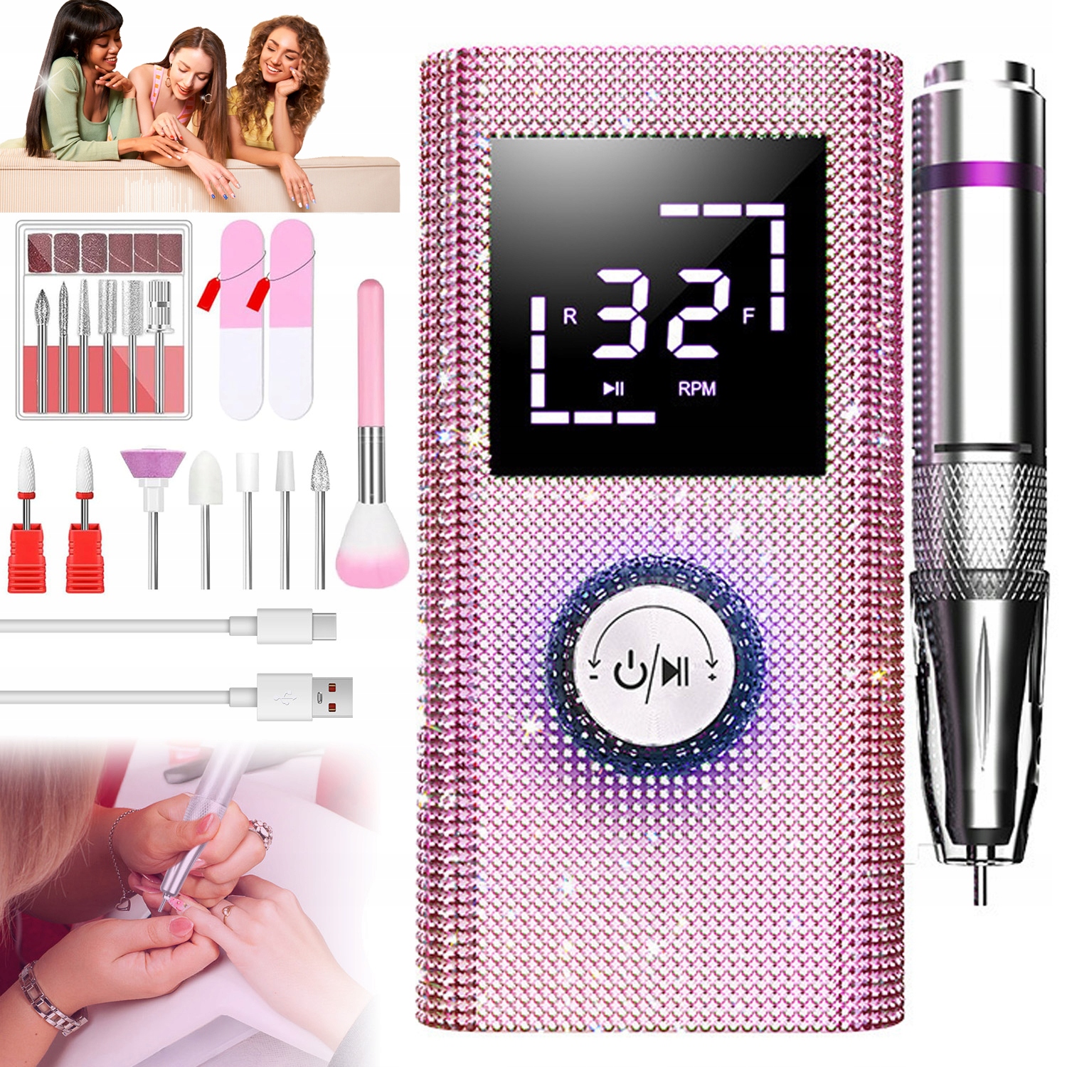 Bruska Na Nehty Manikúra Pedikúra Profesionální Akumulátor