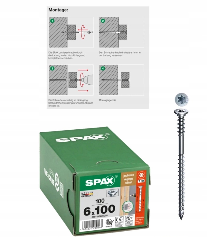 Regulační šrouby Wirox Tx Spax 6 x 100 mm 100 ks