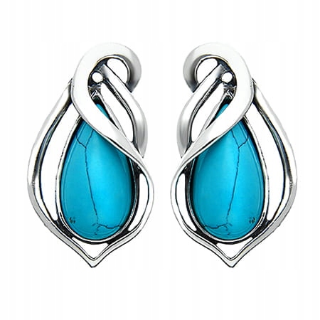 Efektní Stříbrné Klipy Tyrkysová Barva K450