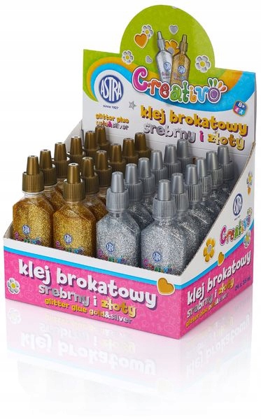 Klej brokatowy 35ml złoty, srebrny, Astra