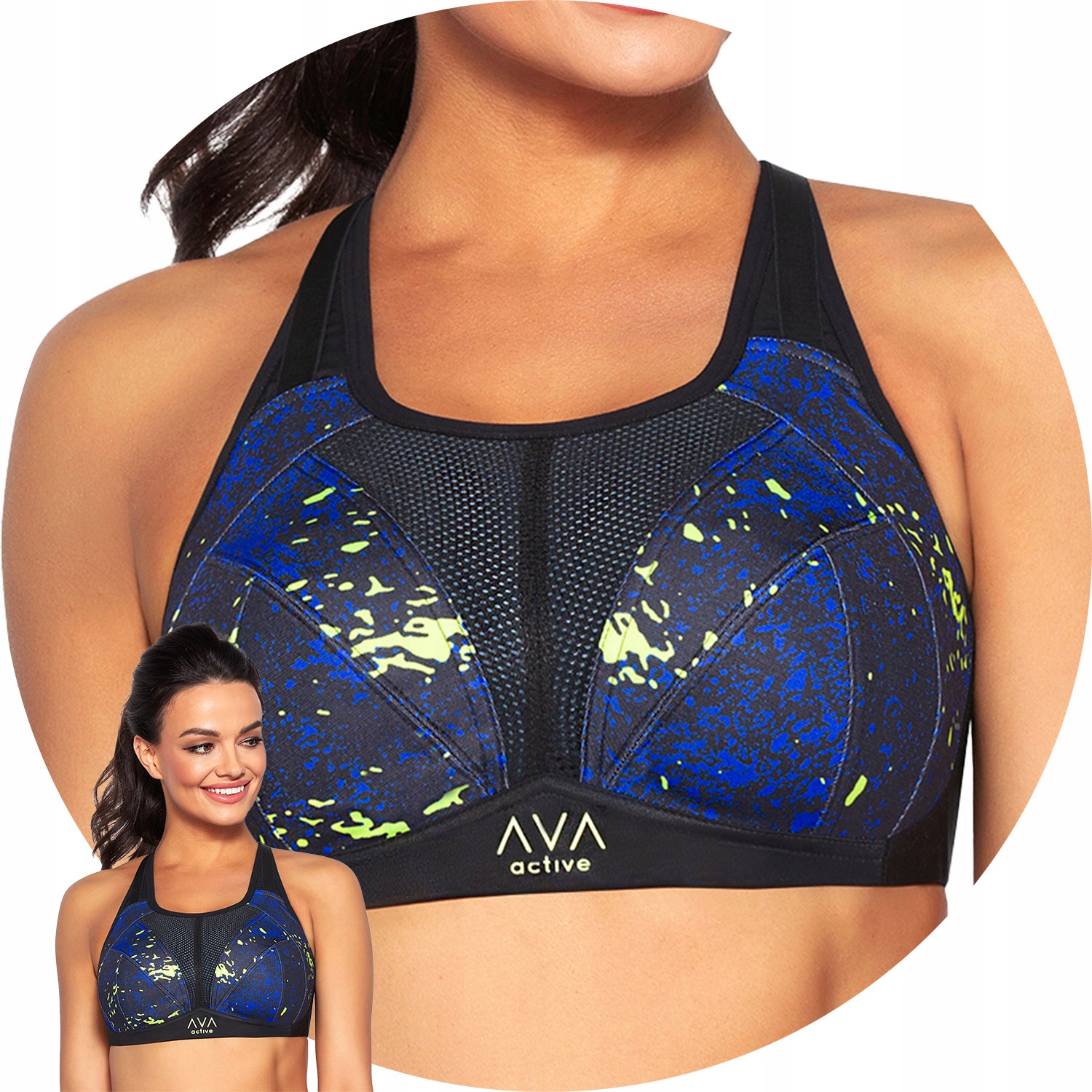 Ava Naomi modrá Sportovní podprsenka 65F fitness top modrá