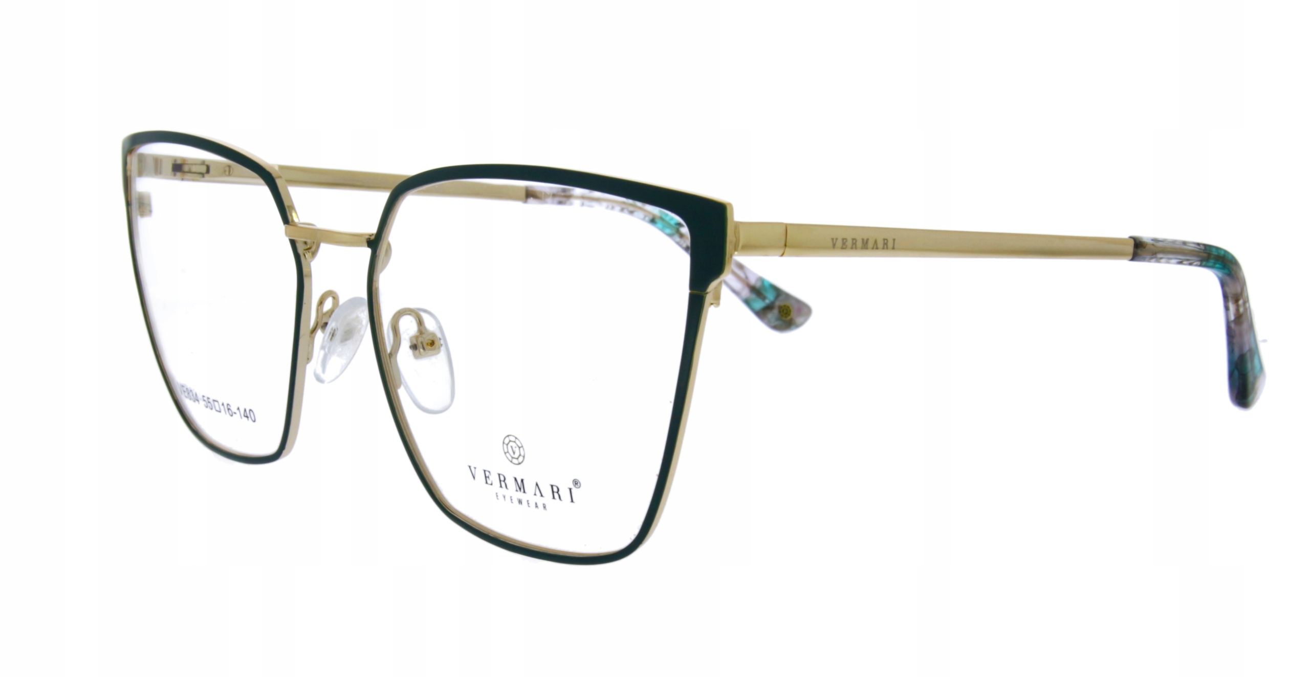 Oprawki Do Okularów Damskie Kocie Oczy Złote Zieleń Vermari Milano VE834C3