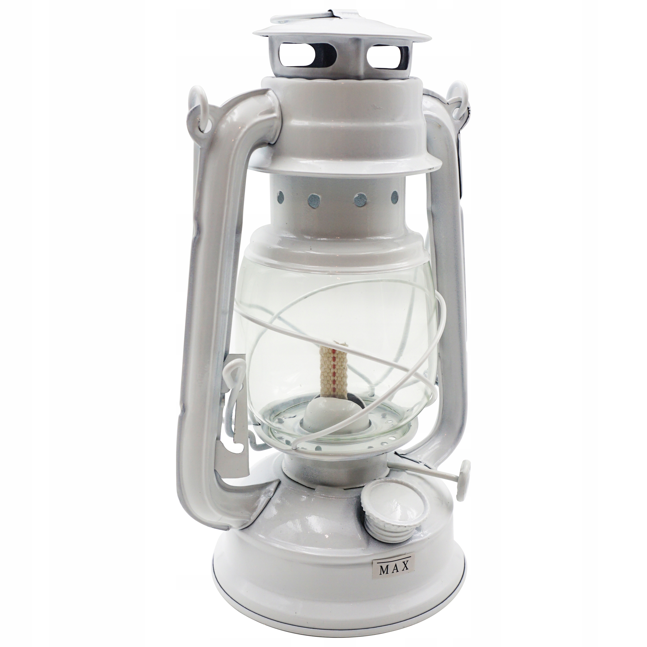 RETRO LAMPA NAFTOWA Z KNOTEM + 3xOLEJ 0,5L BIAŁA Kolor biały