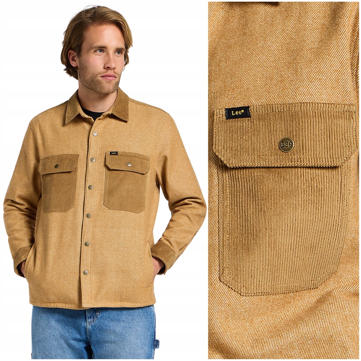 Lee Mixed Fabric Shirt Glazed Ginger silná bavlněná košile katana L