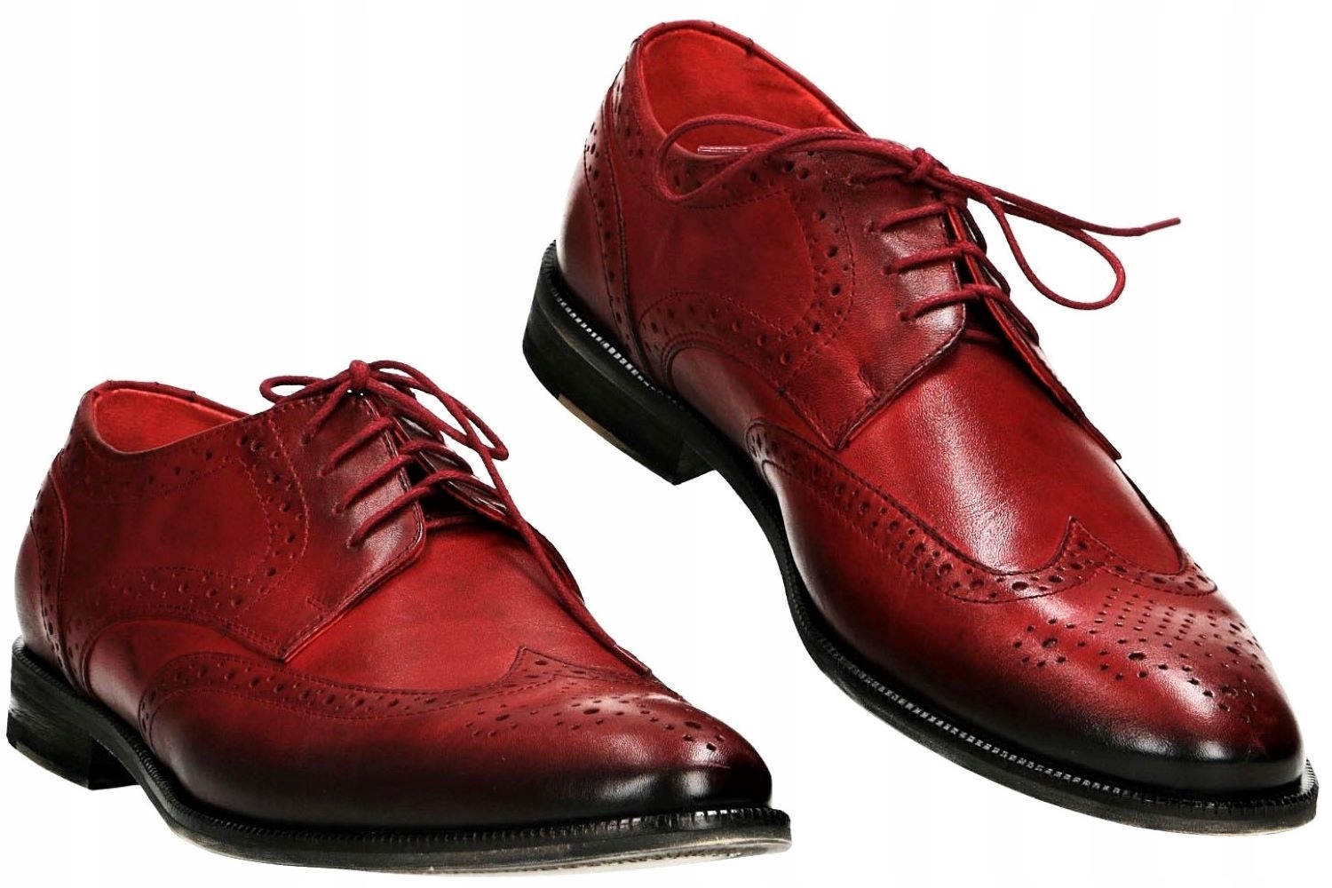 

Buty Derby Brogsy Angielski Klasyk Czerwony Palony