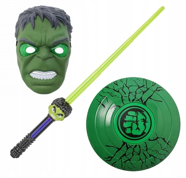 

Maska Świecąca Led Tarcza Miecz Hulk Zestaw
