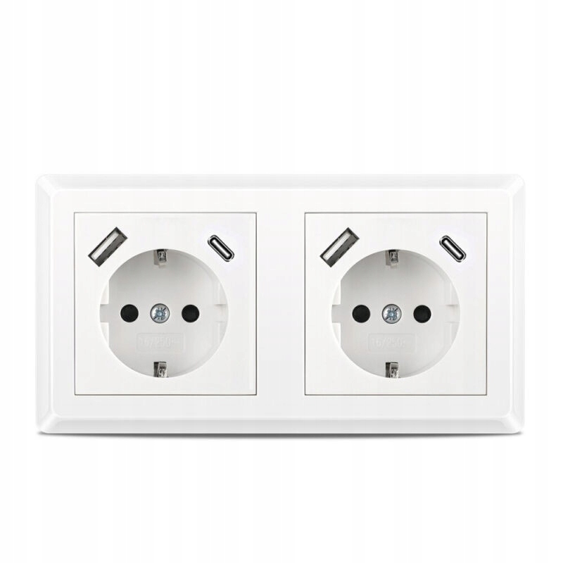 Zásuvka Dvojitá S Usb Nabíječkou A+c 16A 250V Bílá