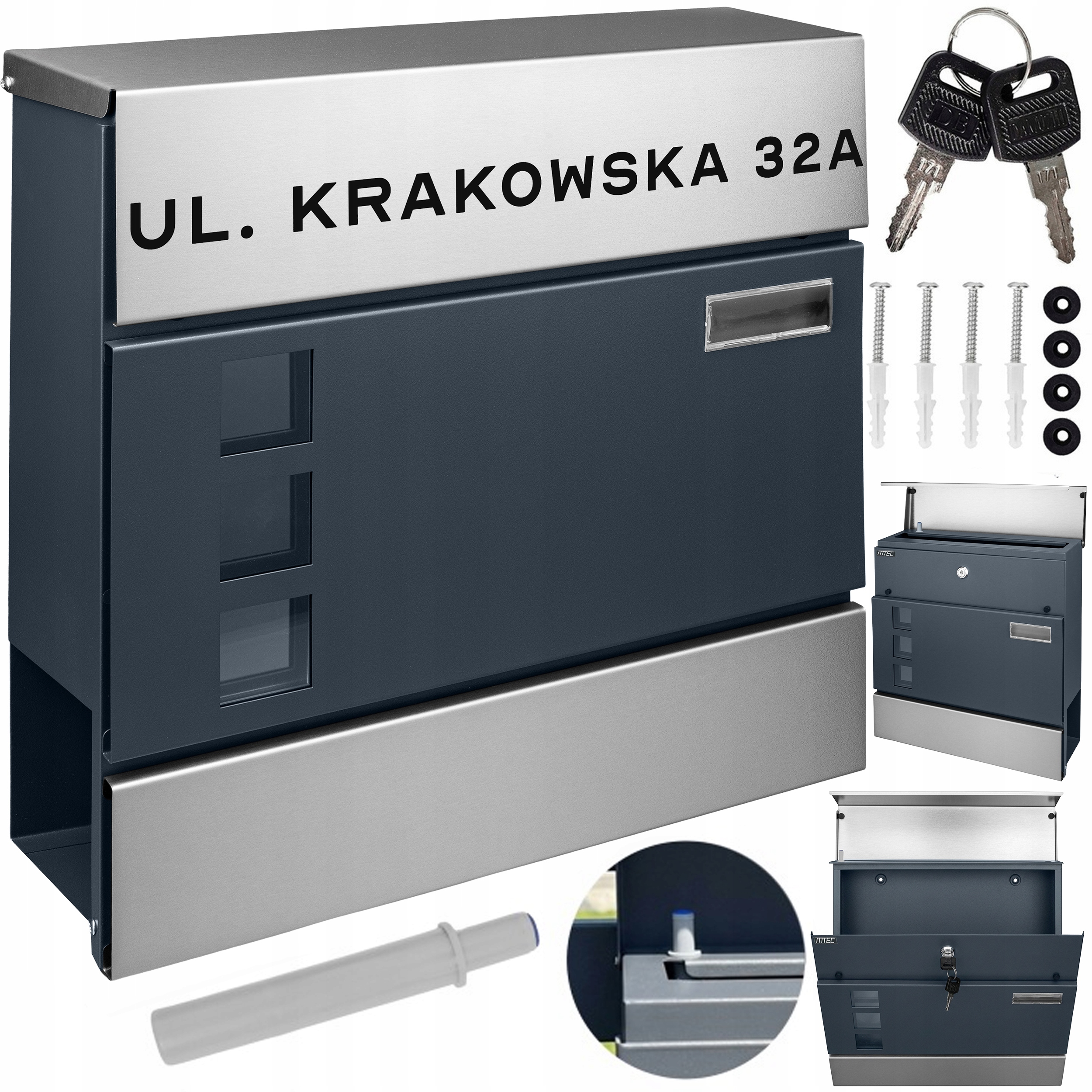 Poštovní Schránka S Adresou A Nápisem Antracitová Poštovní Velká na A4 RAL7016