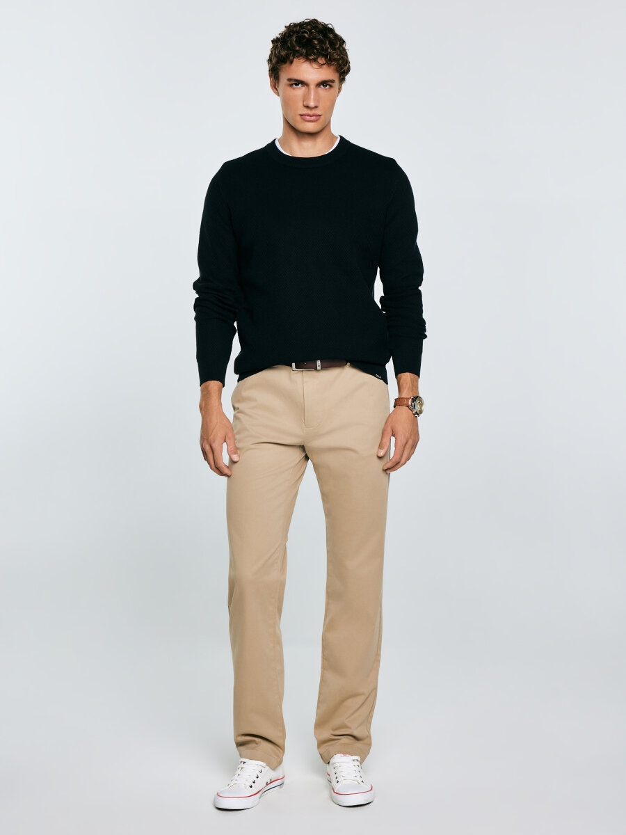 Big Star Pánské chino kalhoty béžové Trevor 801 W40 L32