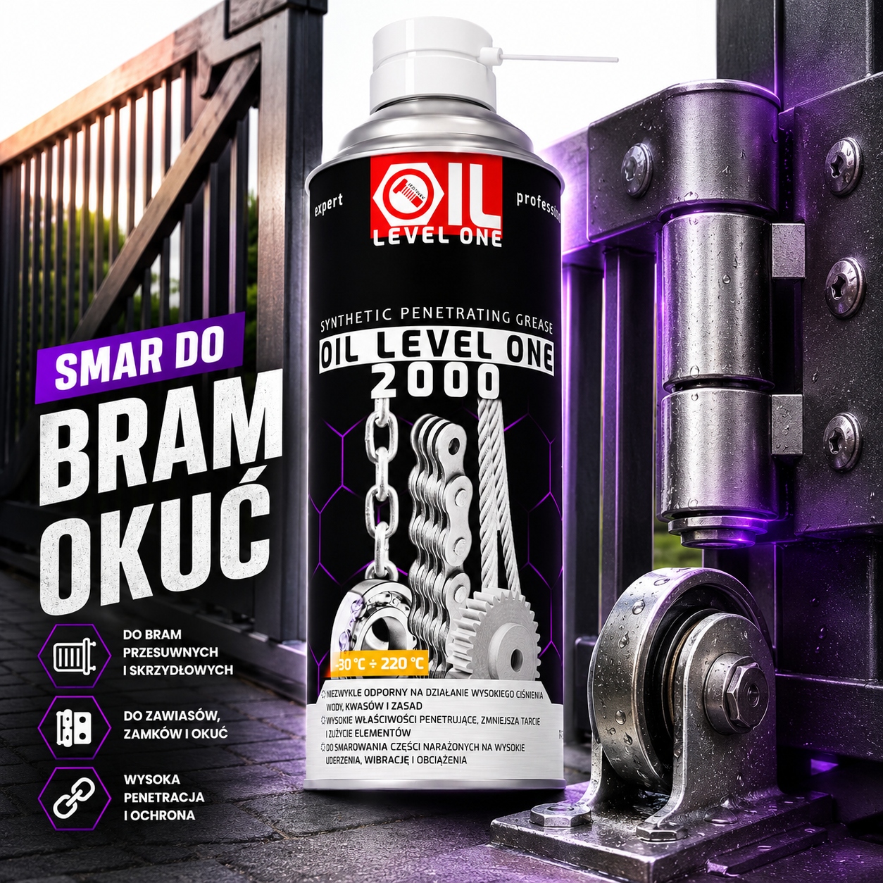 Smar Do Bram Prowadnic Okuć Zamków 400ml Oil Level One