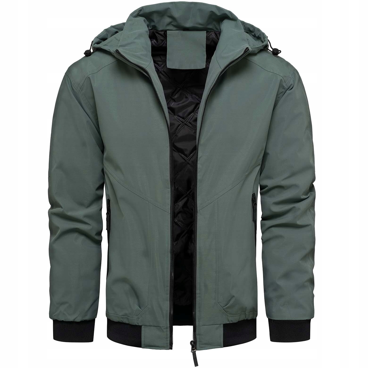 Pánská bunda s kapucí Zelená Přechodná Na Jaro Podzim XXL