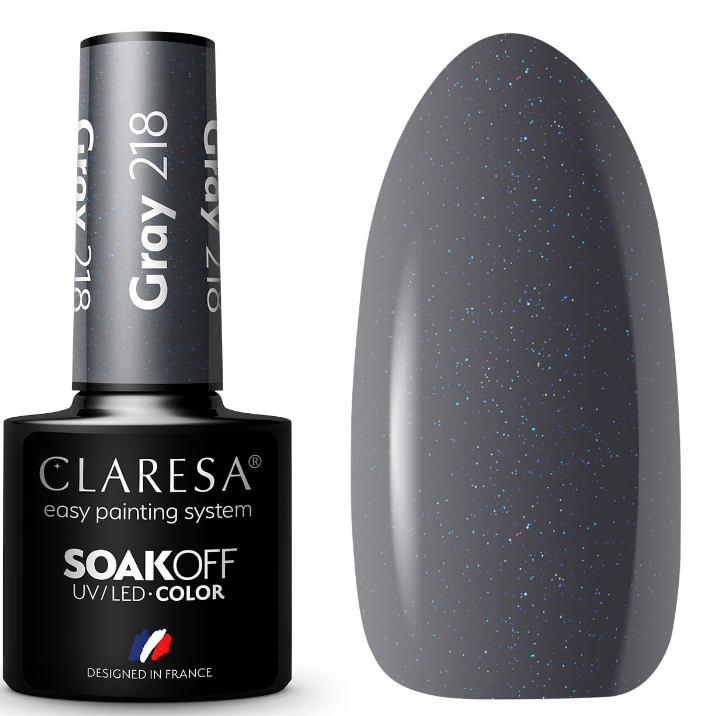 CLARESA LAKIER HYBRYDOWY SZARY ODCIENIE SZAROŚCI SREBRA KOLEKCJA GRAY 218