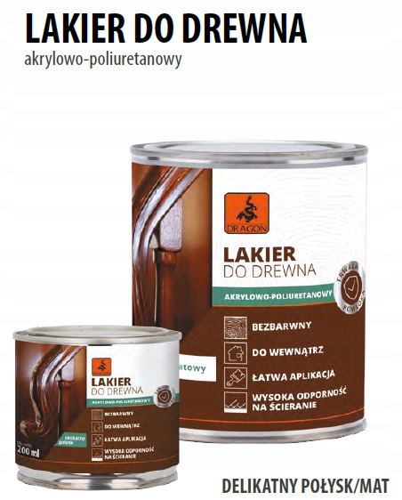 LAKIER AKRYLOWO POLIURETANOWY DO DREWNA 0,75L MAT Kod producenta DLPD750MAT