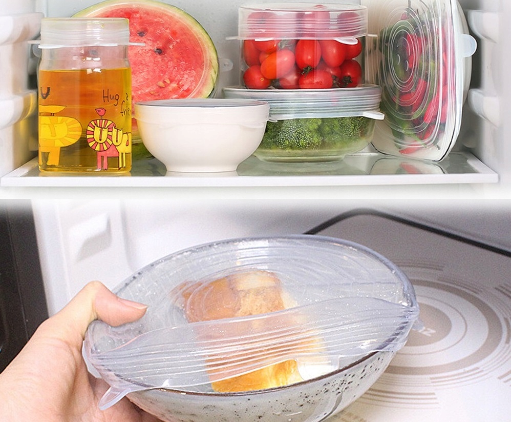 UNIWERSALNE SILIKONOWE POKRYWKI DO ŻYWNOŚCI 6szt Marka inna