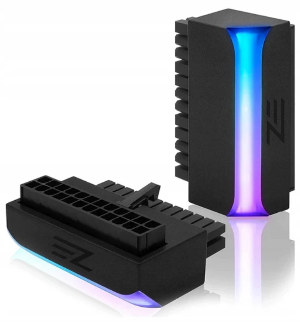 Adapter Atx 24pin 90 stopni kątowy aRGB Led WS2812B Pc Czarny