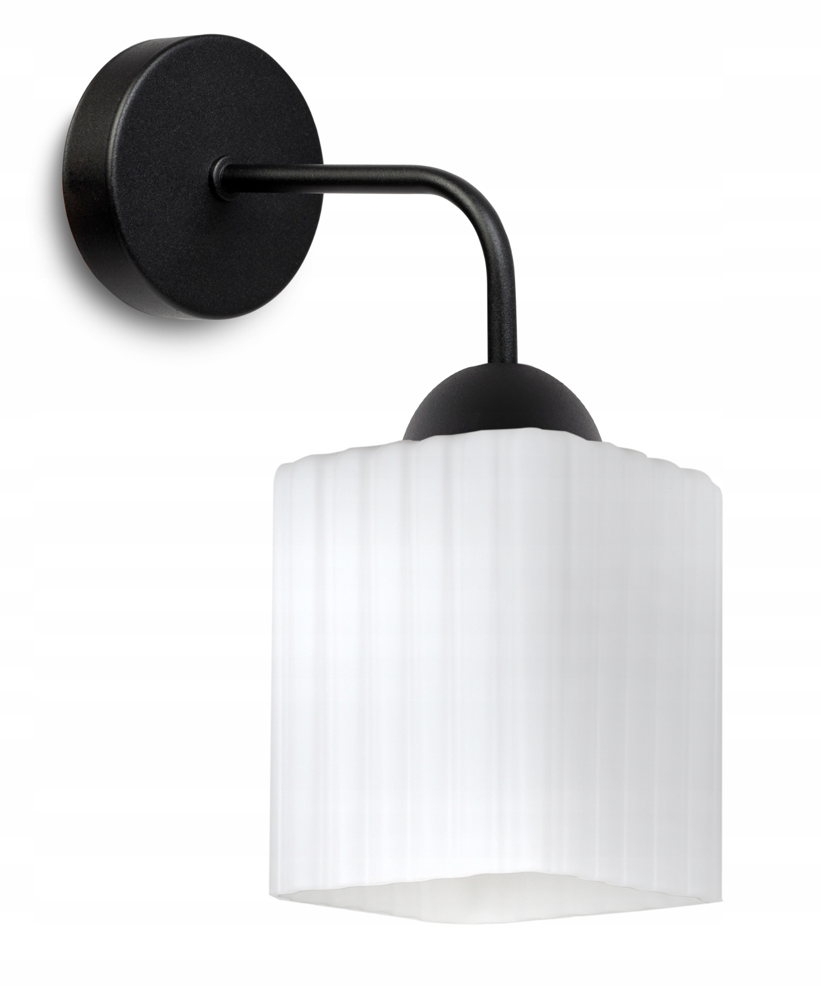Nástěnná Lampa Černá Jednoduchá Bílá Skleněná E27 Rýhovaná Glamour