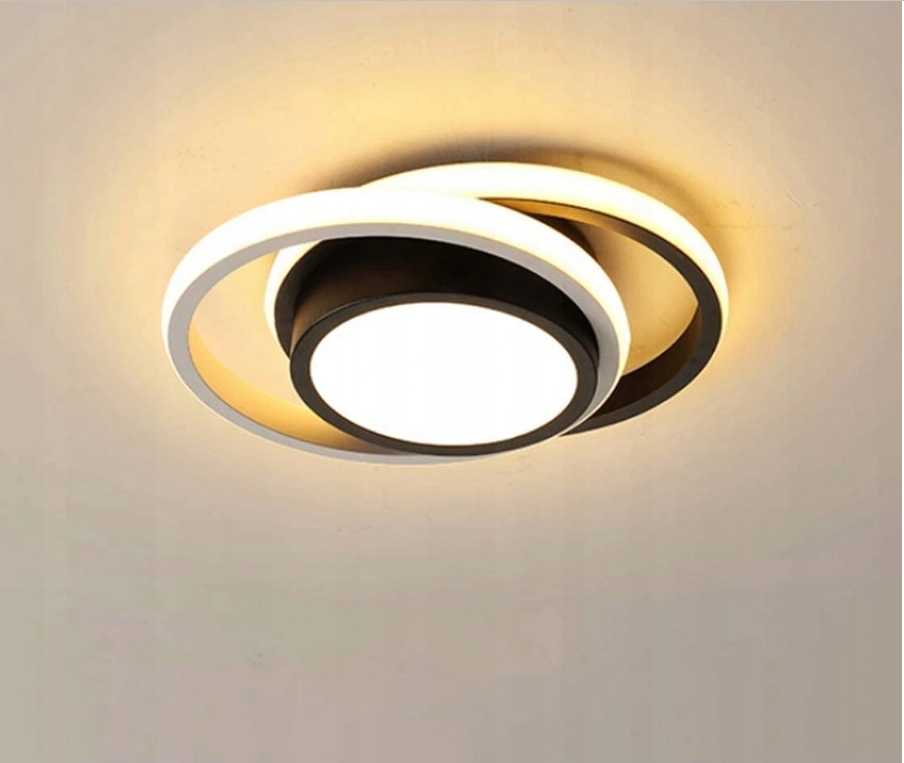 LAMPA SUFITOWA PLAFON LED RING CZARNA BIAŁY 3000K NOWOCZESNA DO SALONU