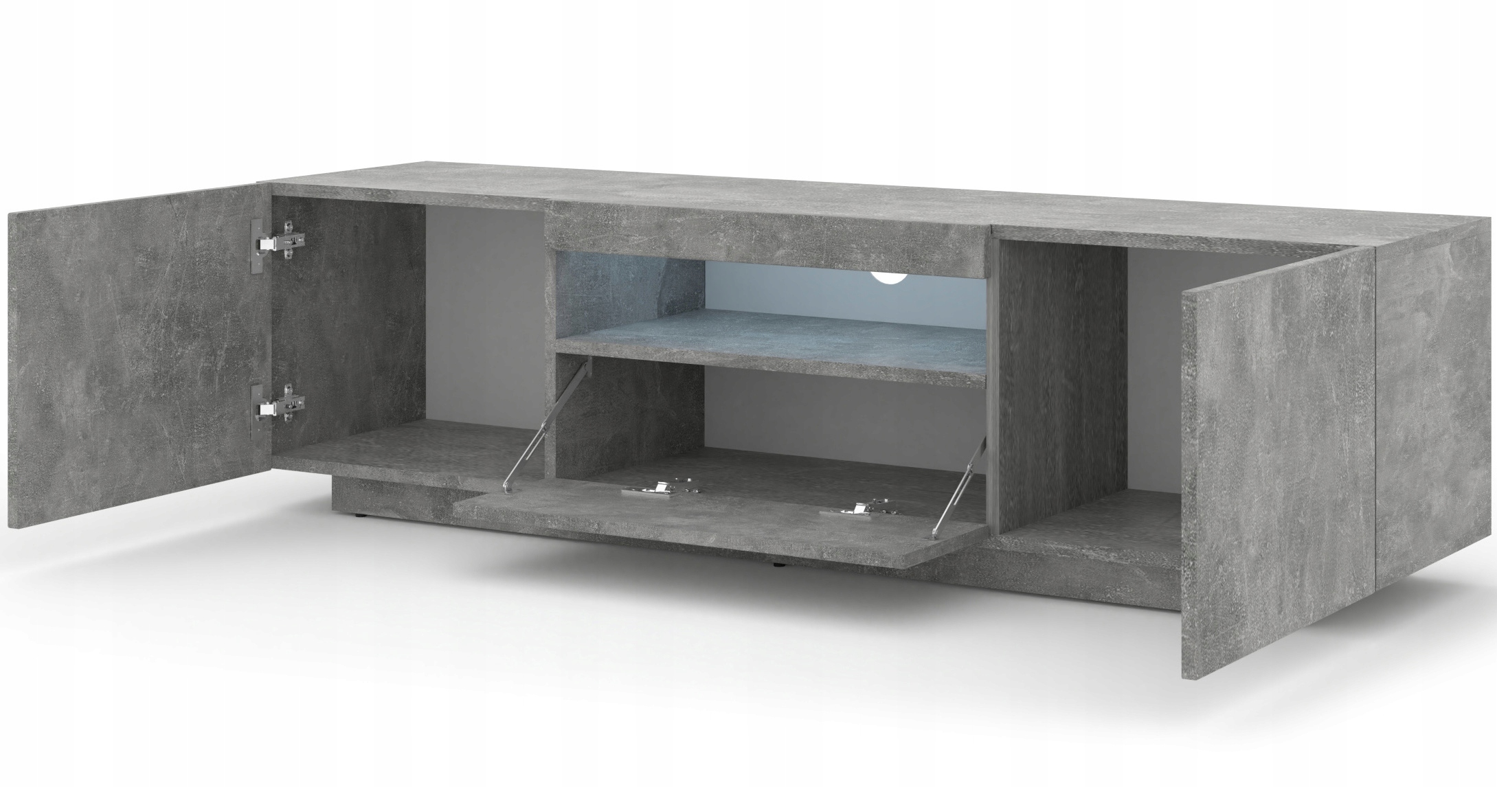 Szafka RTV AURA 150 stojąca wisząca beton + LED Szerokość mebla 150 cm