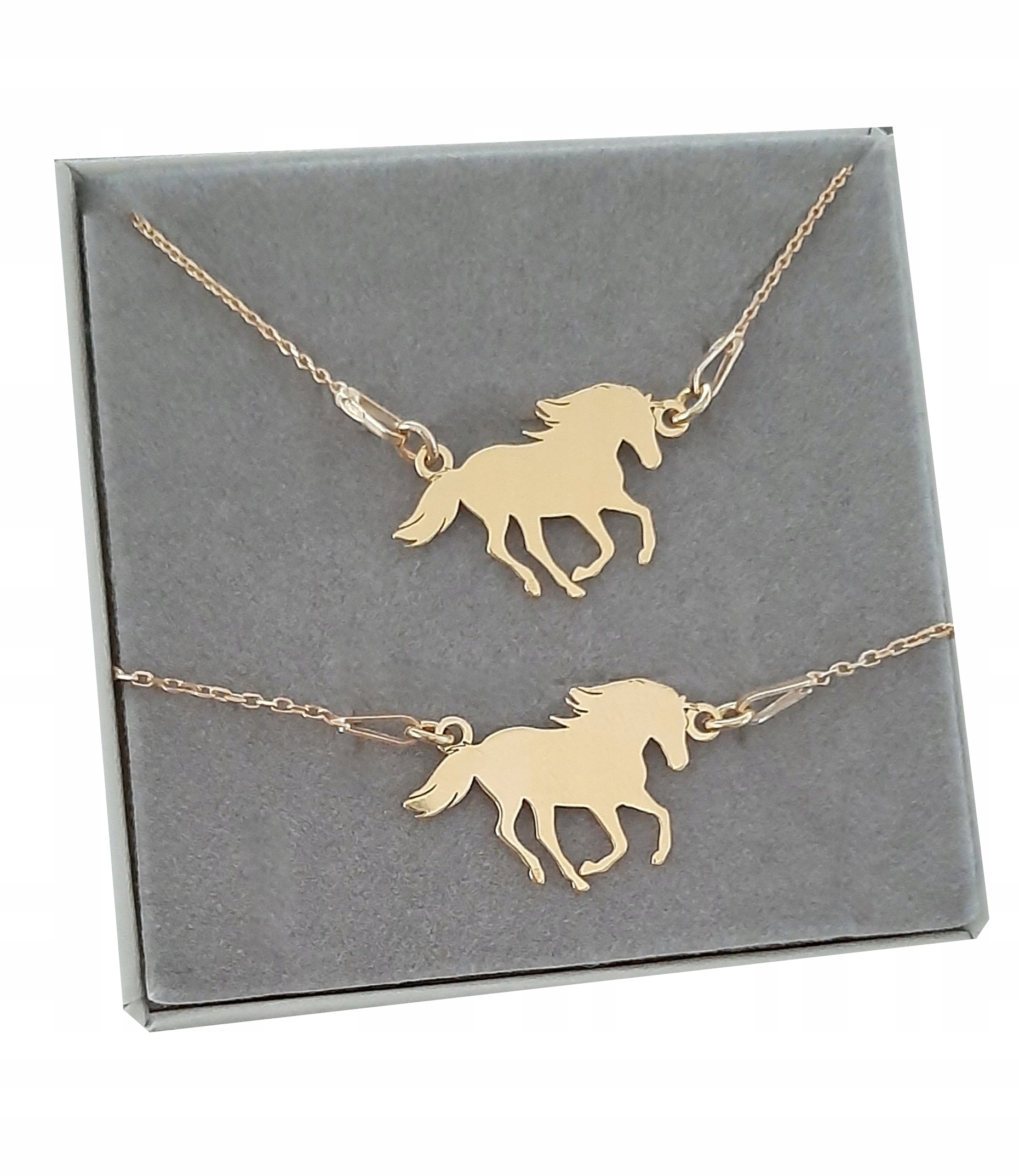 

Złoty komplet konik koniki konie Komunia + Grawer