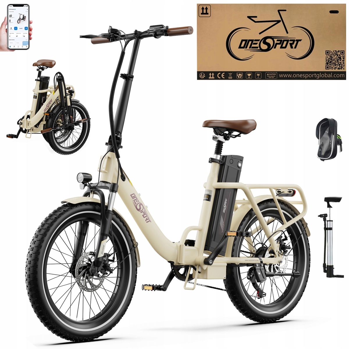 2026 Nowy Składany Rower elektryczny Onesport OT16-2 250W 48V17Ah120km 20"