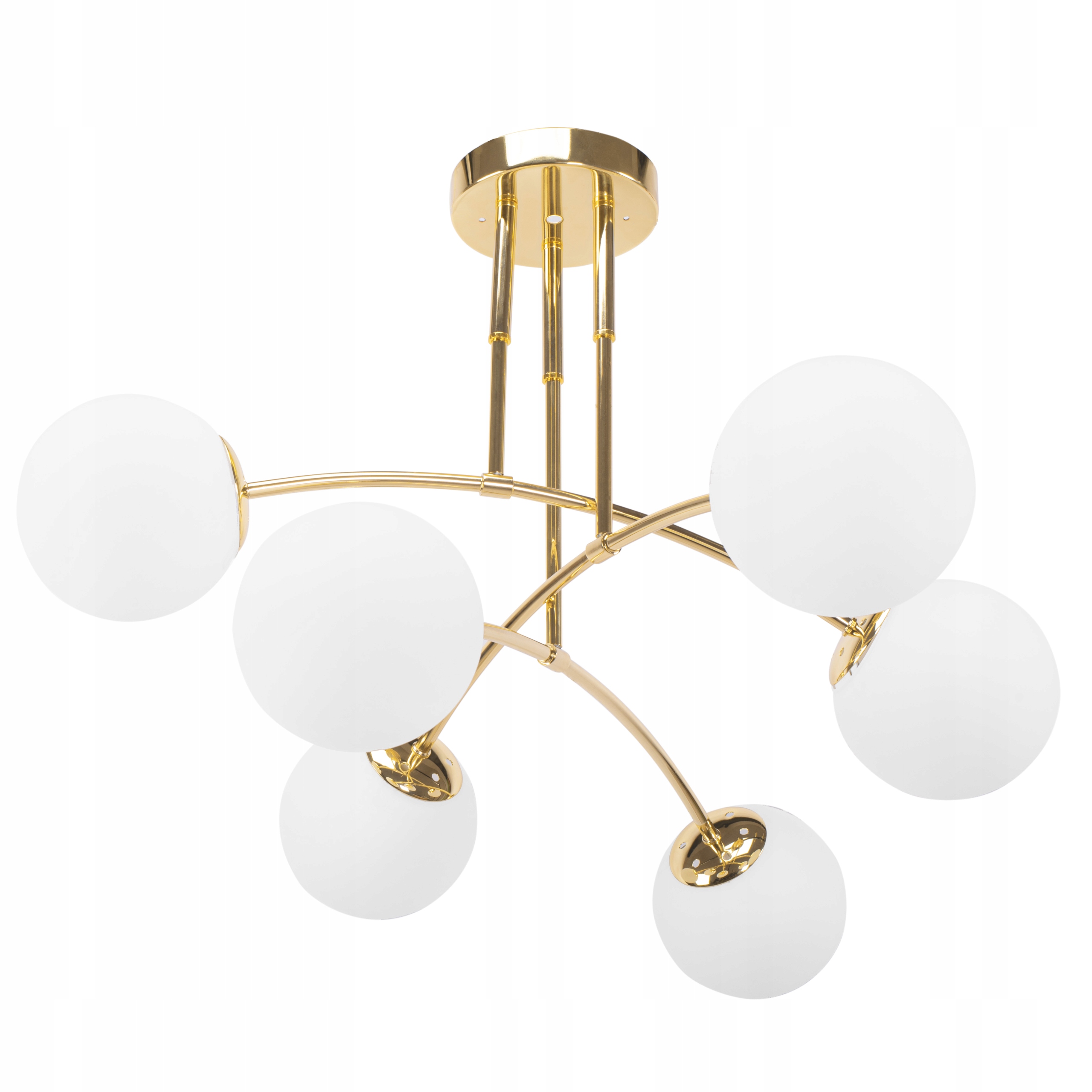 Duża Lampa Wisząca Sufitowa Żyrandol Złoty Kule 6xE27 71CM Do Salonu