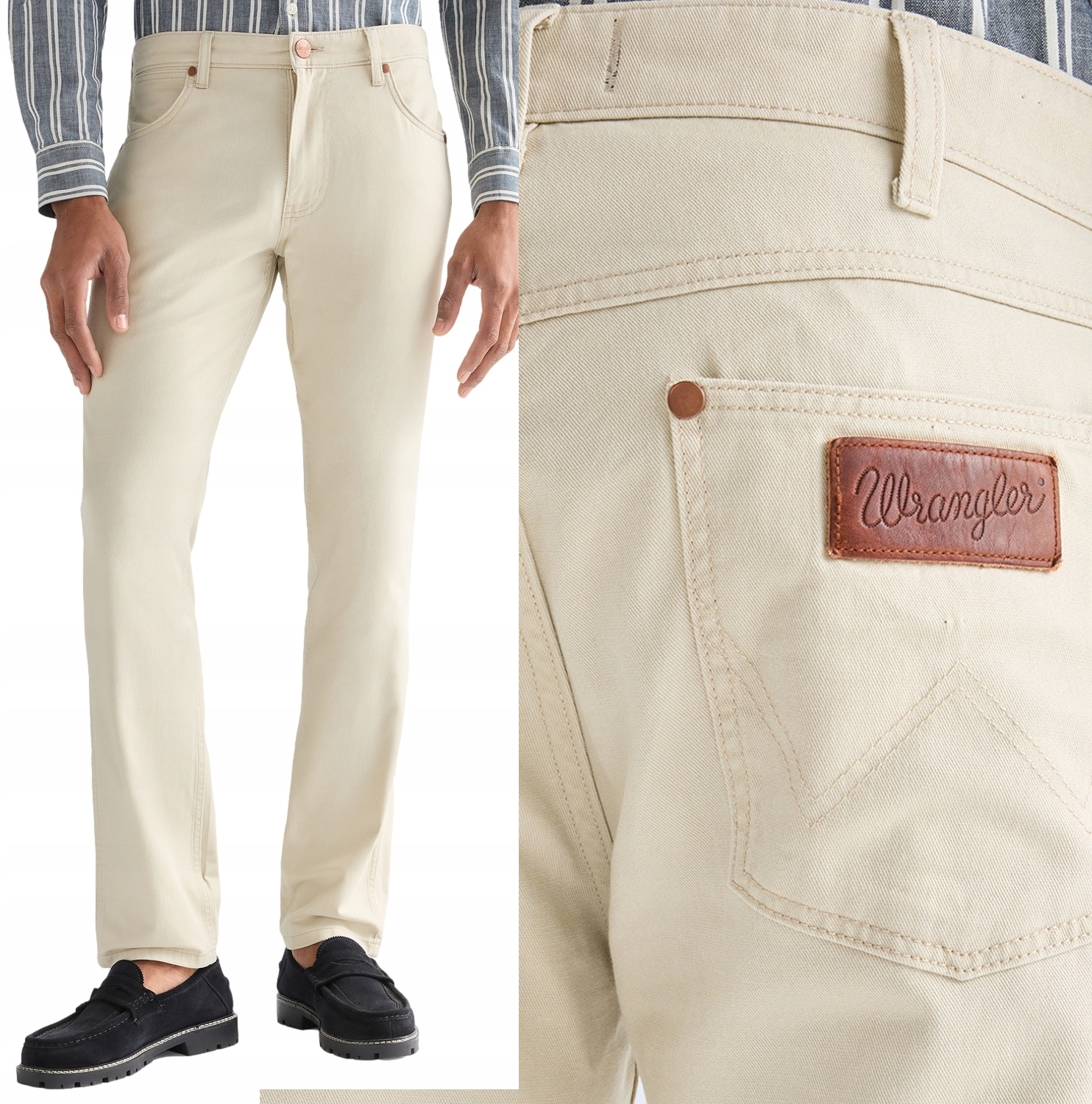 Wrangler tenké letní béžové kalhoty Jeans Greensboro 803 Pelican W32 L34