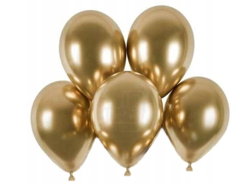 BALONY chromowane ZŁOTE shiny DUŻE 5 sztuk
