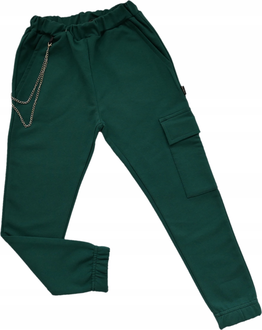 

Spodnie bojówki z Łańcuchem 140 butelkowa zieleń