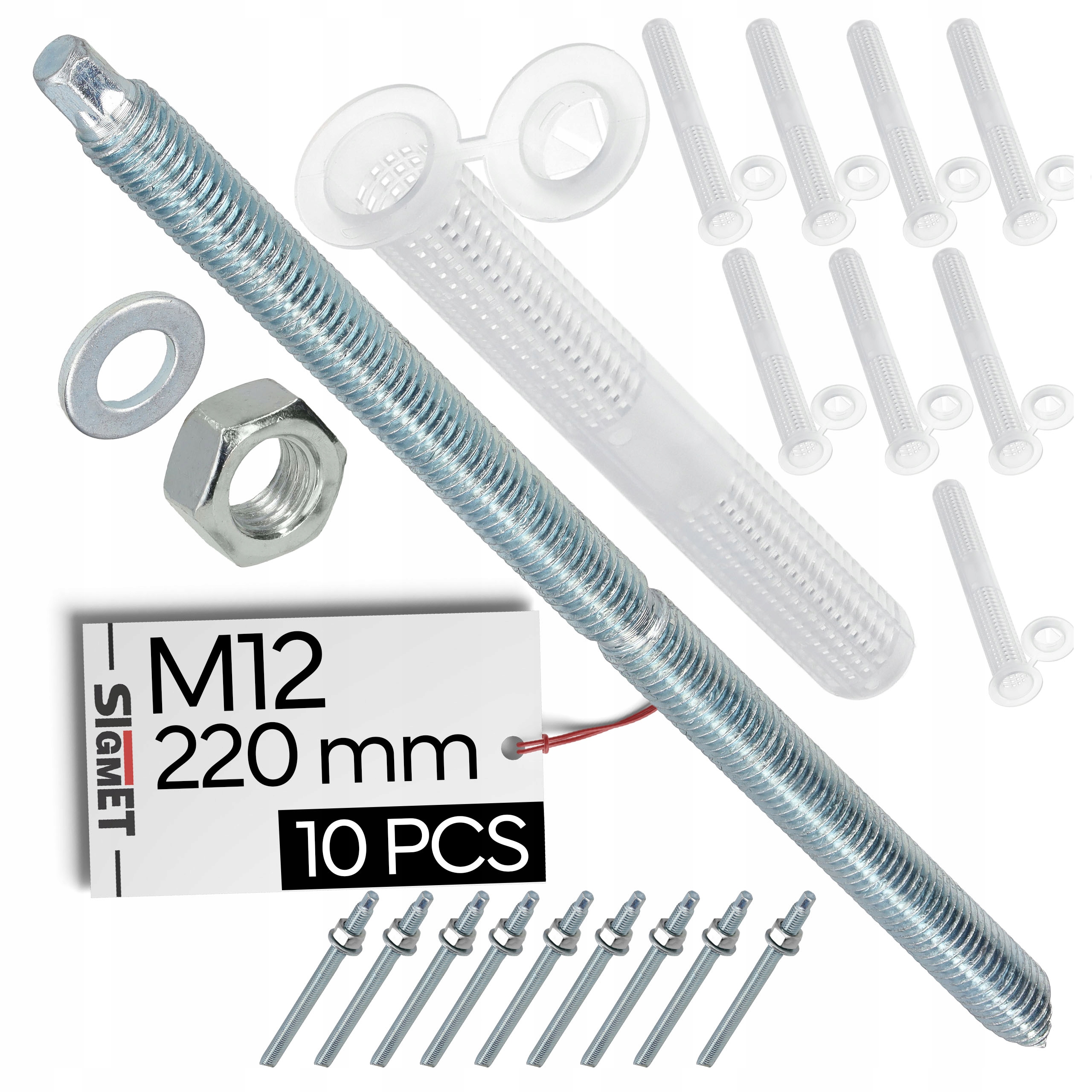 10 x kolík chemické kotvy M12 220 10 x síťovaná objímka 15 (16) /130