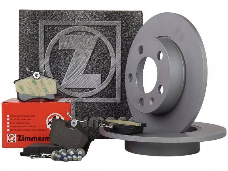 2× Zimmermann 100.1236.20 Диск гальмівний + Колодки ZIMMERMANN Зад. - AUDI A1 A2 A3 A4 A6 A8 TT