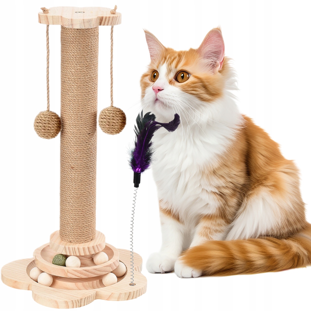 Levně Škrabadlo Pro Kočky Věž Sloupek Vysoký Velký Sisal Provázek +hračka