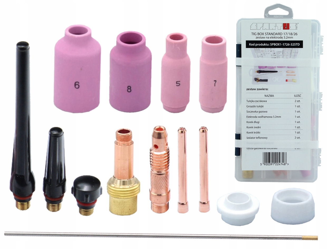 

Zestaw 14 części uchwytu Tig 17-18-26 Tig Box 3,2