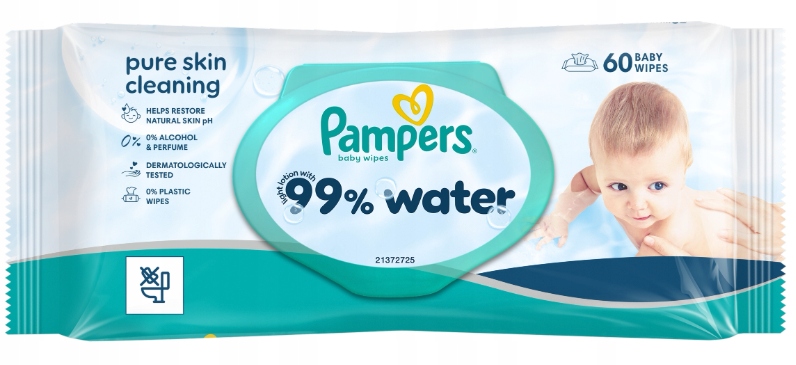 Pampers Aqua 99% Water chusteczki nawilżane 9 x 60 szt.