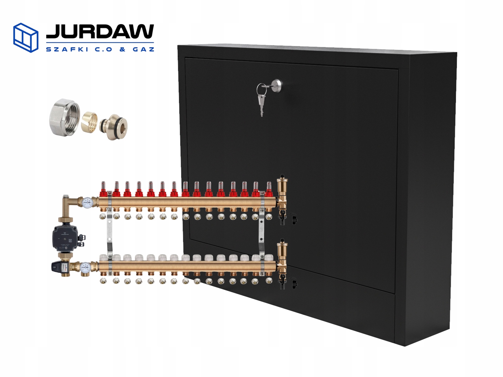 Mosazný Rozdělovač 15 S Čerpadlem Grundfos Nástěnná Skříňka Černá Pex
