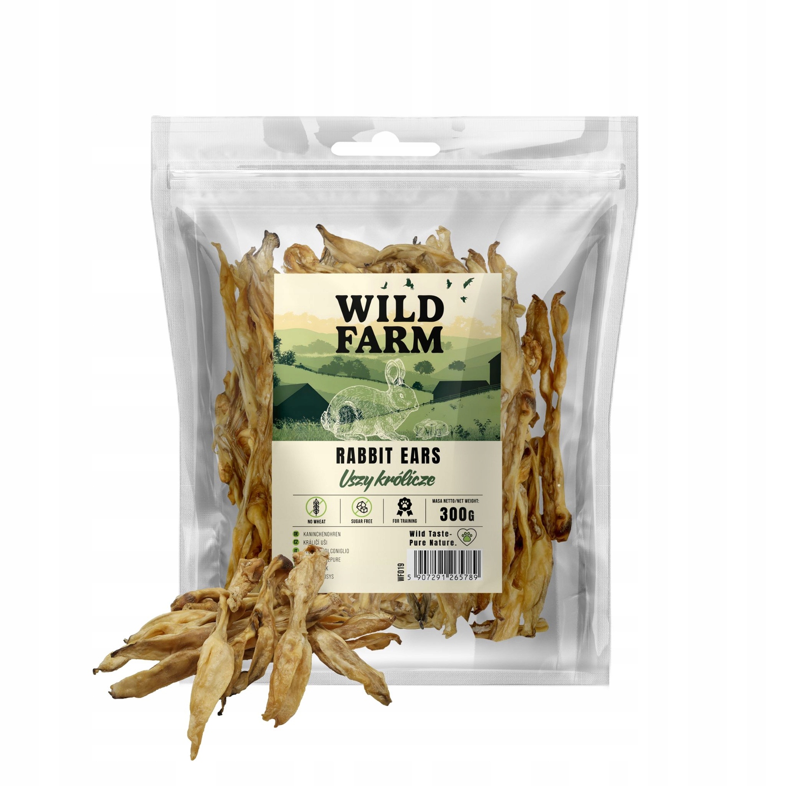 Levně Wild Farm Králičí uši Psí Pamlsek 300 g