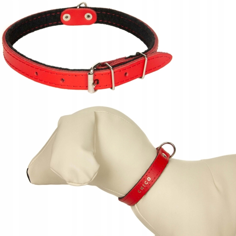 

Obroża Skórzana z filcem psa 27-36cm/12mm Czerwona