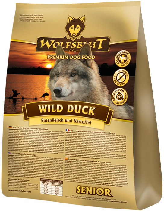 Levně Wolfsblut Dog Wild Duck Senior kachna a batáty 2 kg