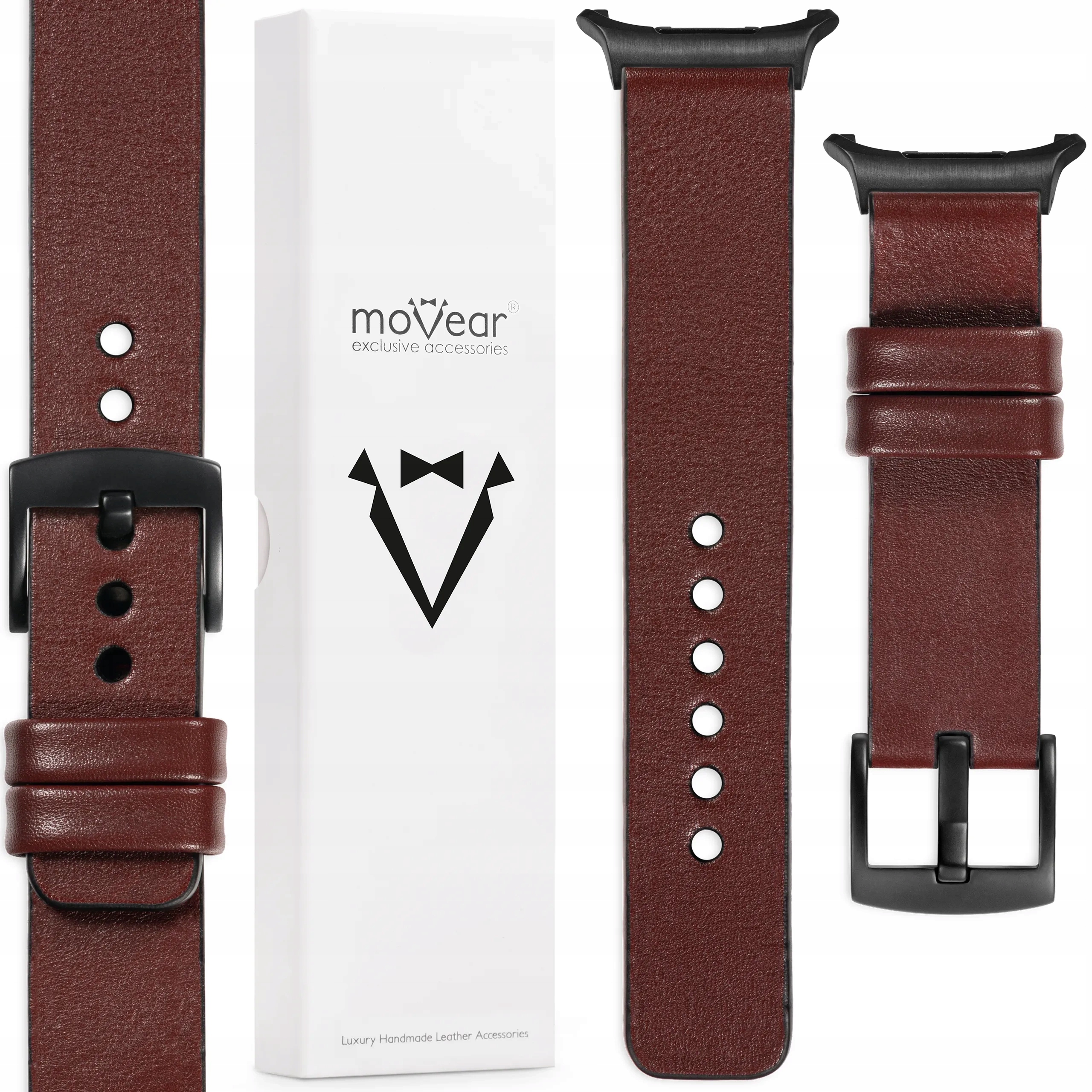 Kožený řemínek 24 mm pro Samsung Galaxy Watch Ultra Kaštanový Movear