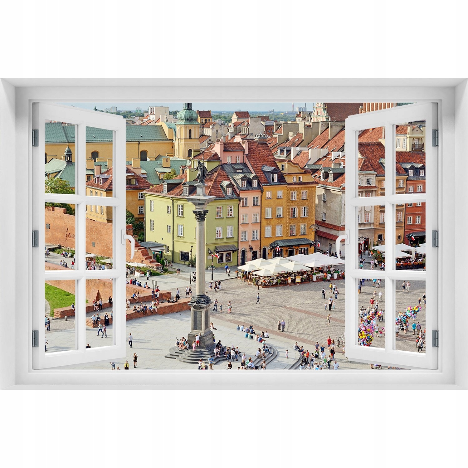 

Naklejka na ścianę 3D Okno widok Warszawa Polska