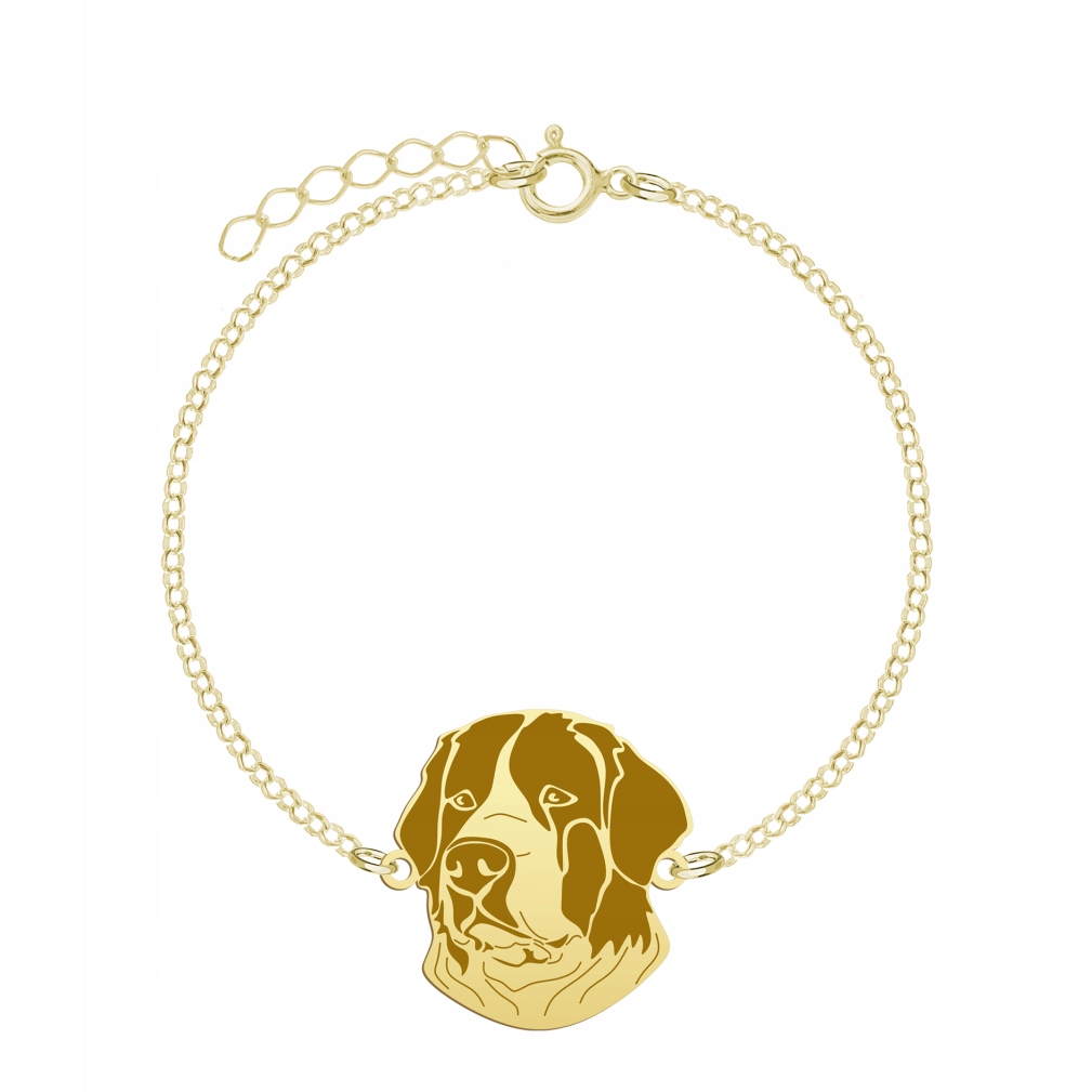 Zlatý náramek s psem Landseer 925 Dárek Žena Šperky Gravírování